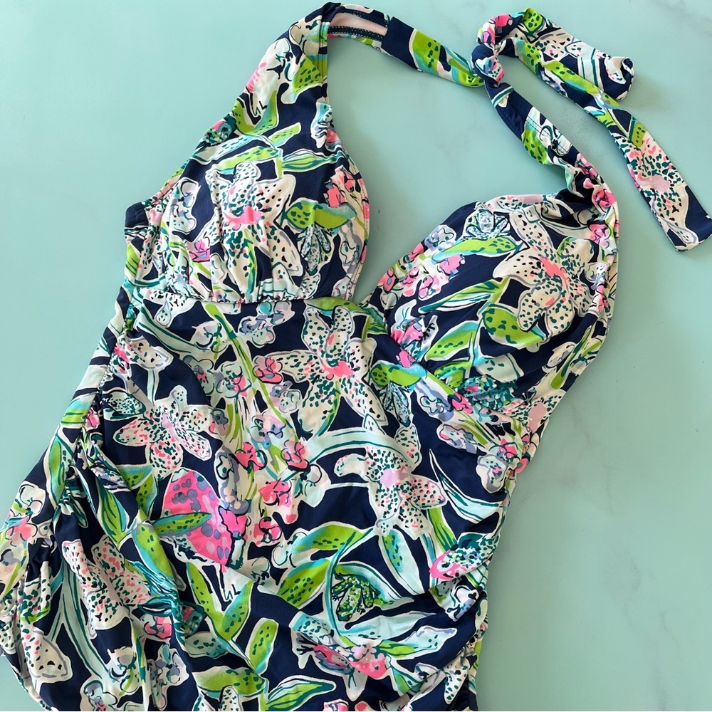 Lilly Pulitzer bliss halter tankini top size 8 sway this way deep sea navy